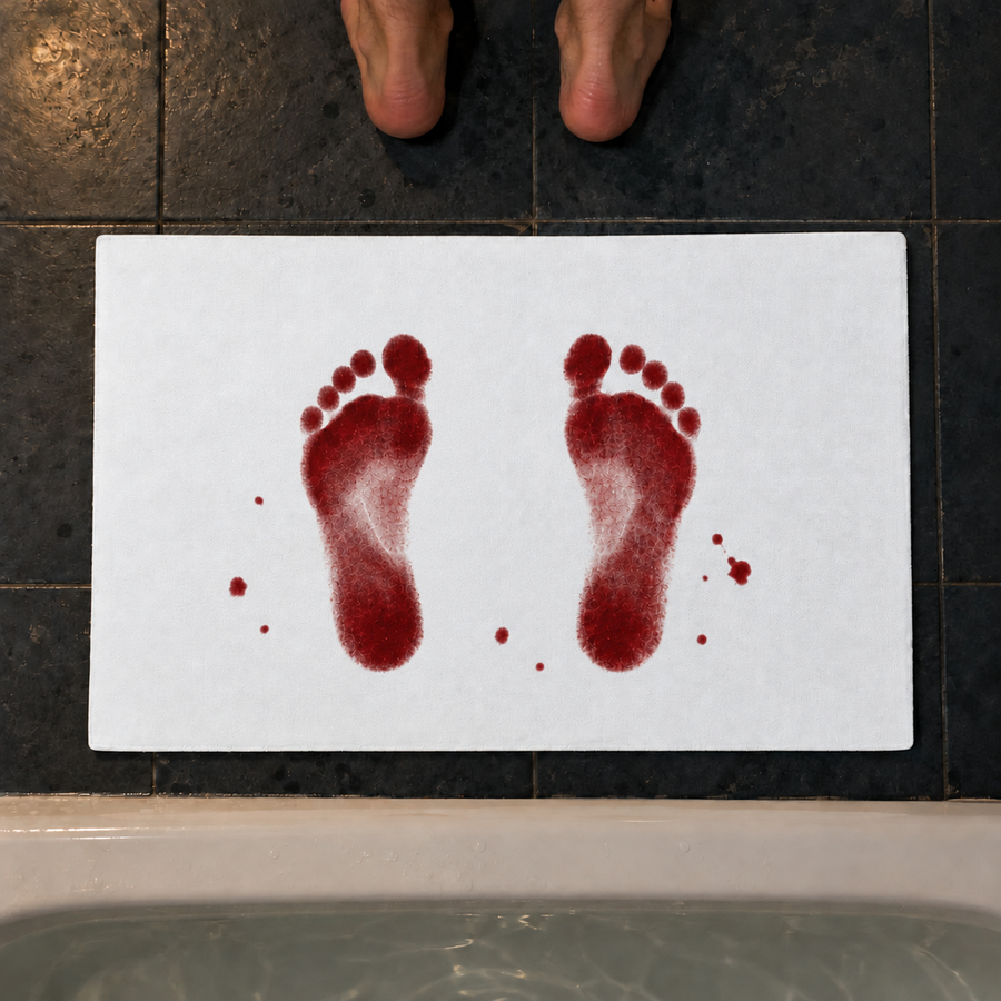 Blood-red footprints appear instantly